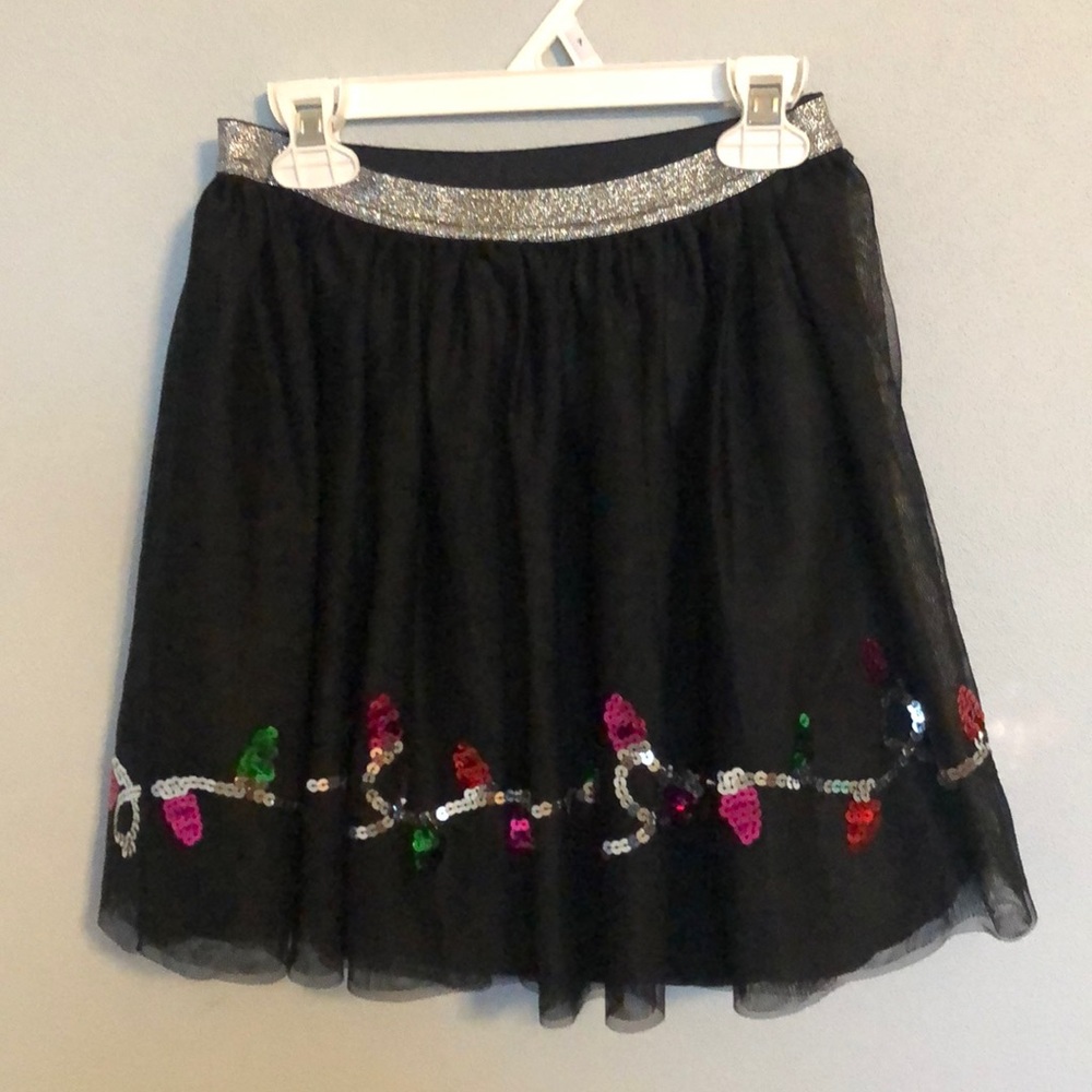 Cat and Jack black Christmas light skirt